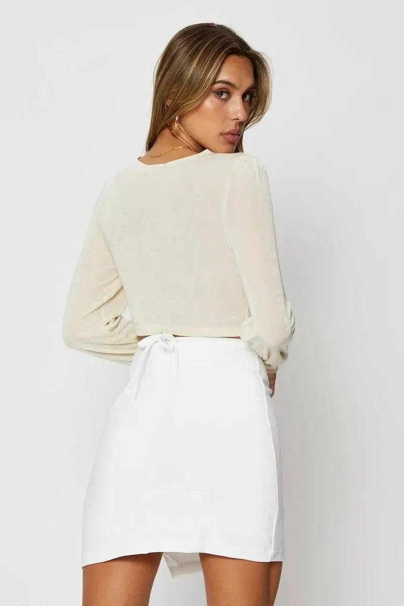 Beige Slinky Shirt Long Sleeve