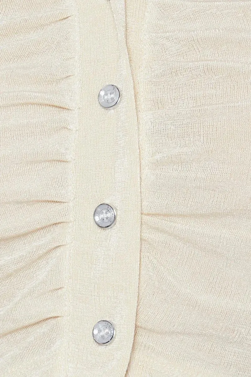 Beige Slinky Shirt Long Sleeve