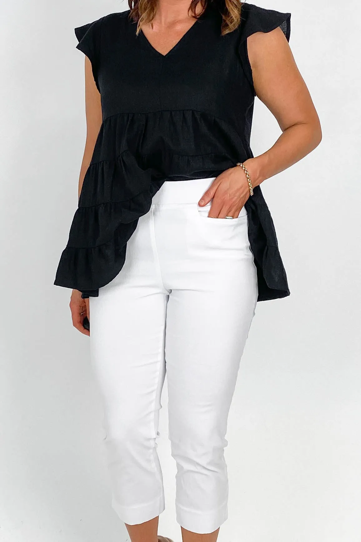 Betty Basic Crop Bengaline Pant White