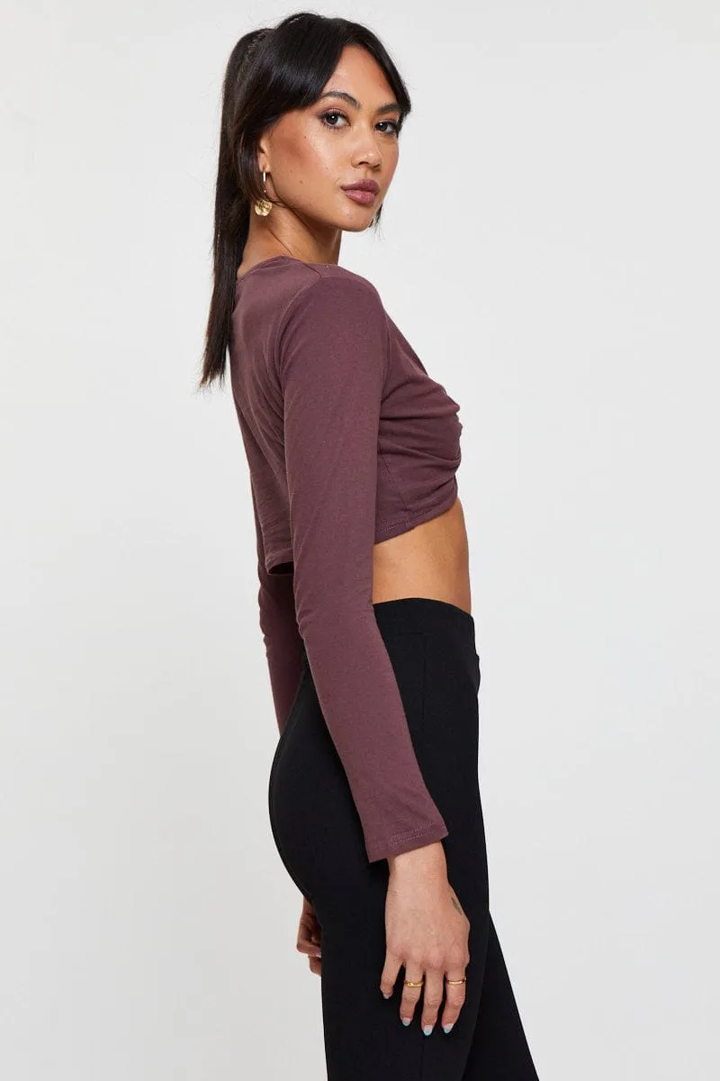 Black Keyhole Crop Top Long Sleeve