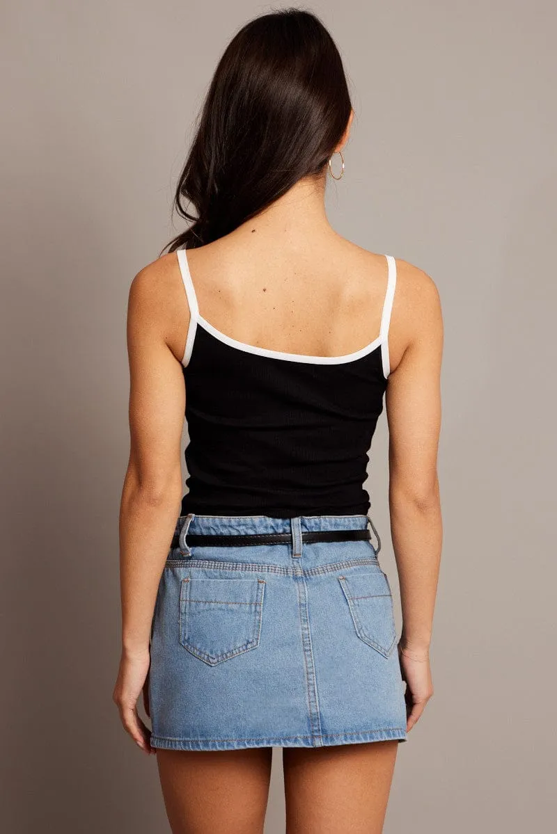Black Ribbon Top Singlet