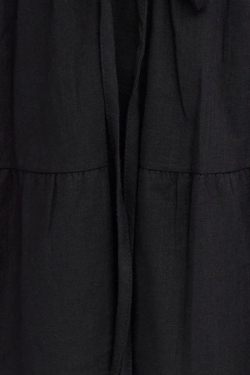 Black Shirt Dress Short Sleeve Tiered