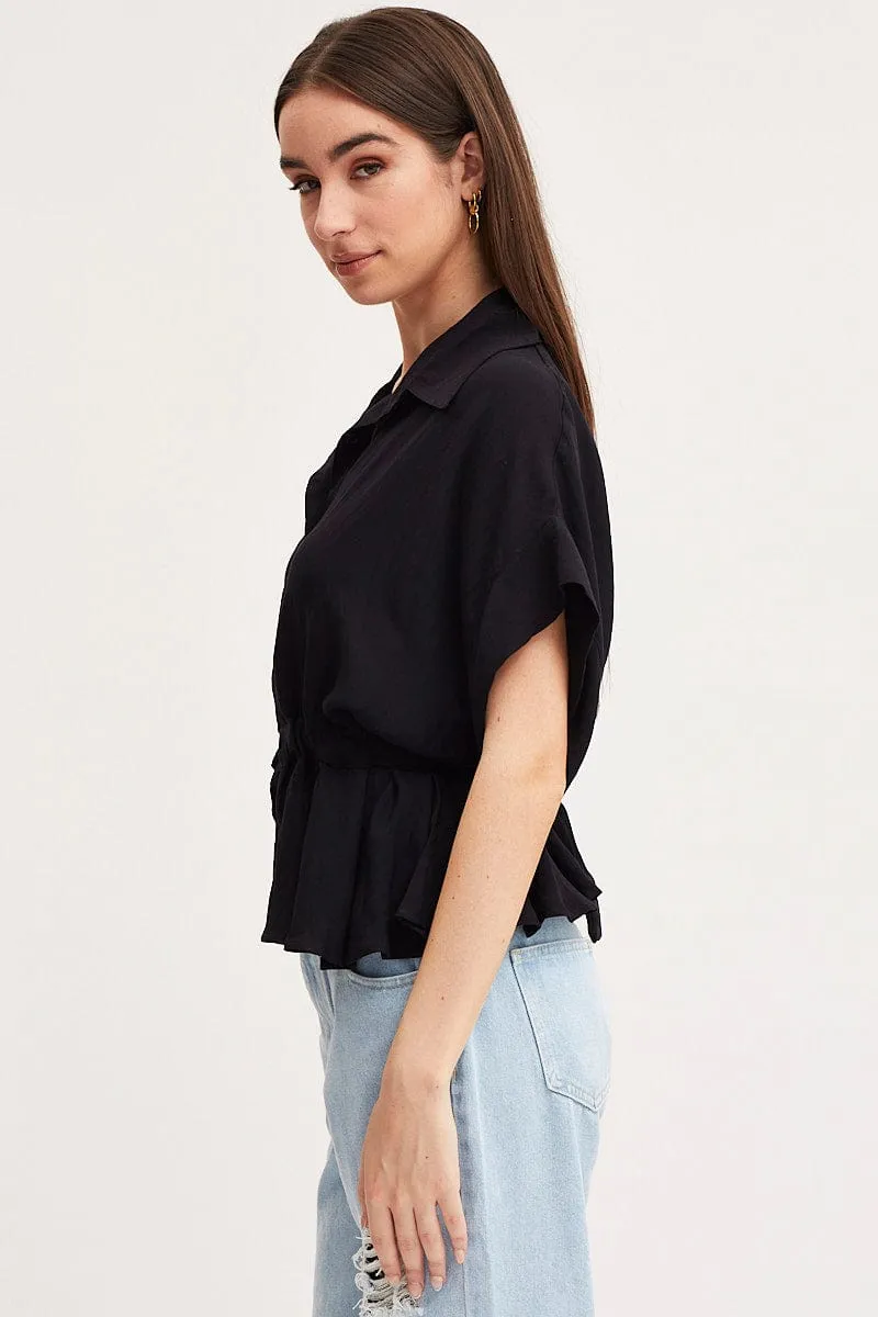 Black Shirt Top Short Sleeve