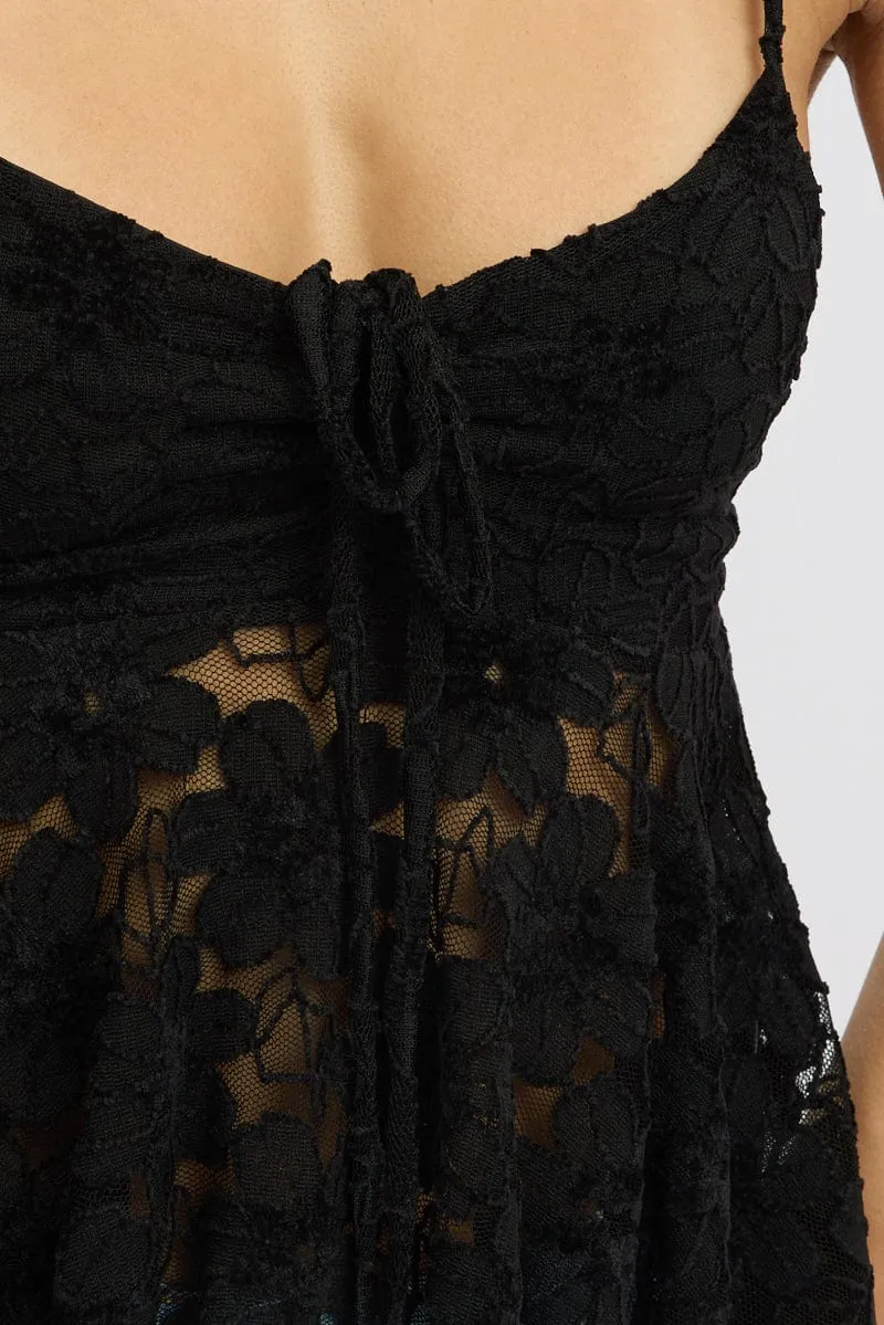 Black Singlet Top Lace