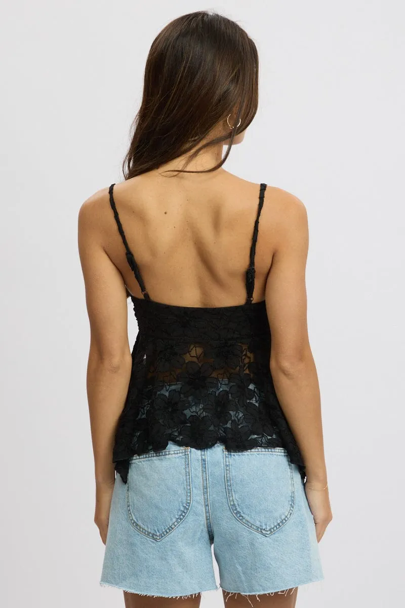 Black Singlet Top Lace
