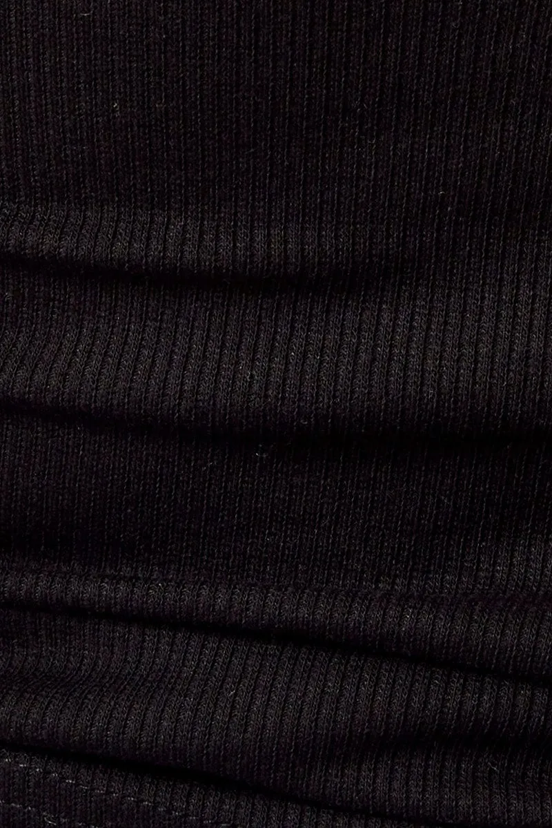 Black Singlet Top Sleeveless Scoop Neck Lace Trim