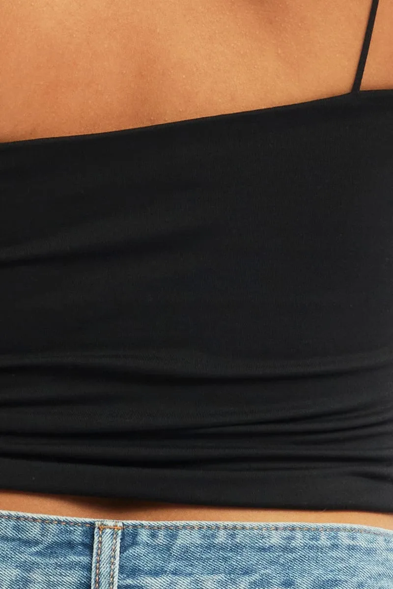 Black Supersoft Cami Top Double Layer