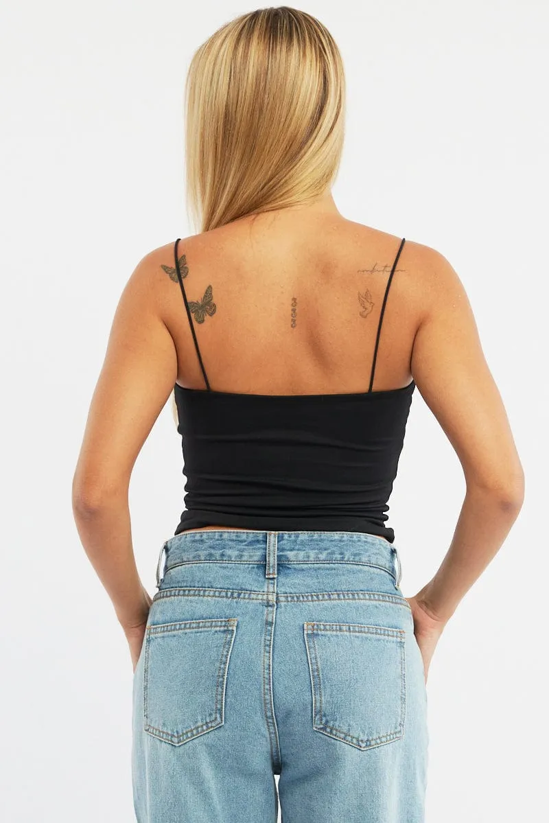 Black Supersoft Cami Top Double Layer
