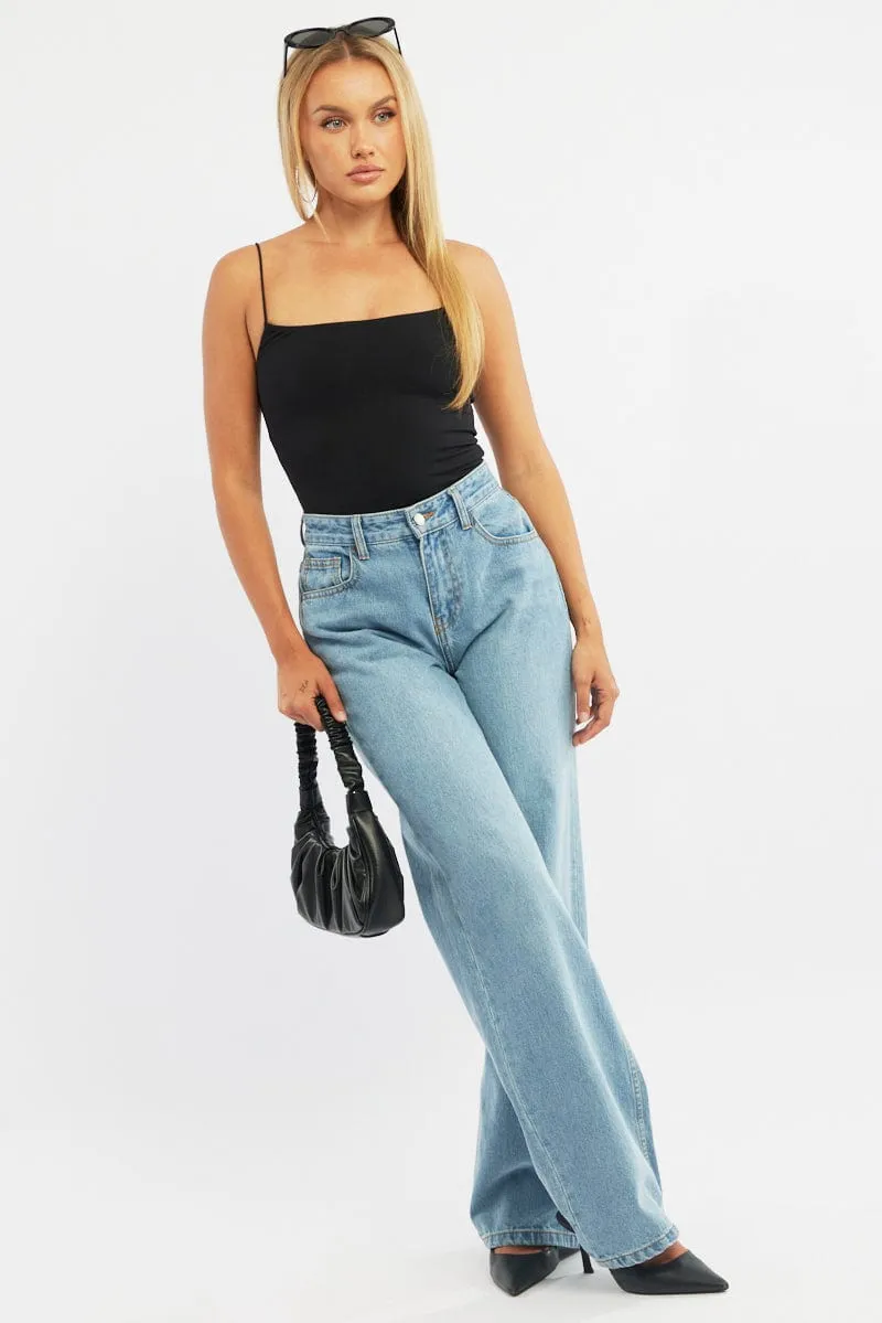Black Supersoft Cami Top Double Layer
