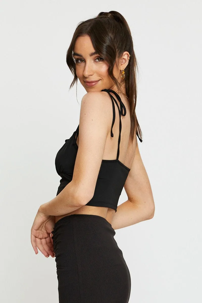 Black Tie Shoulder Top Cami