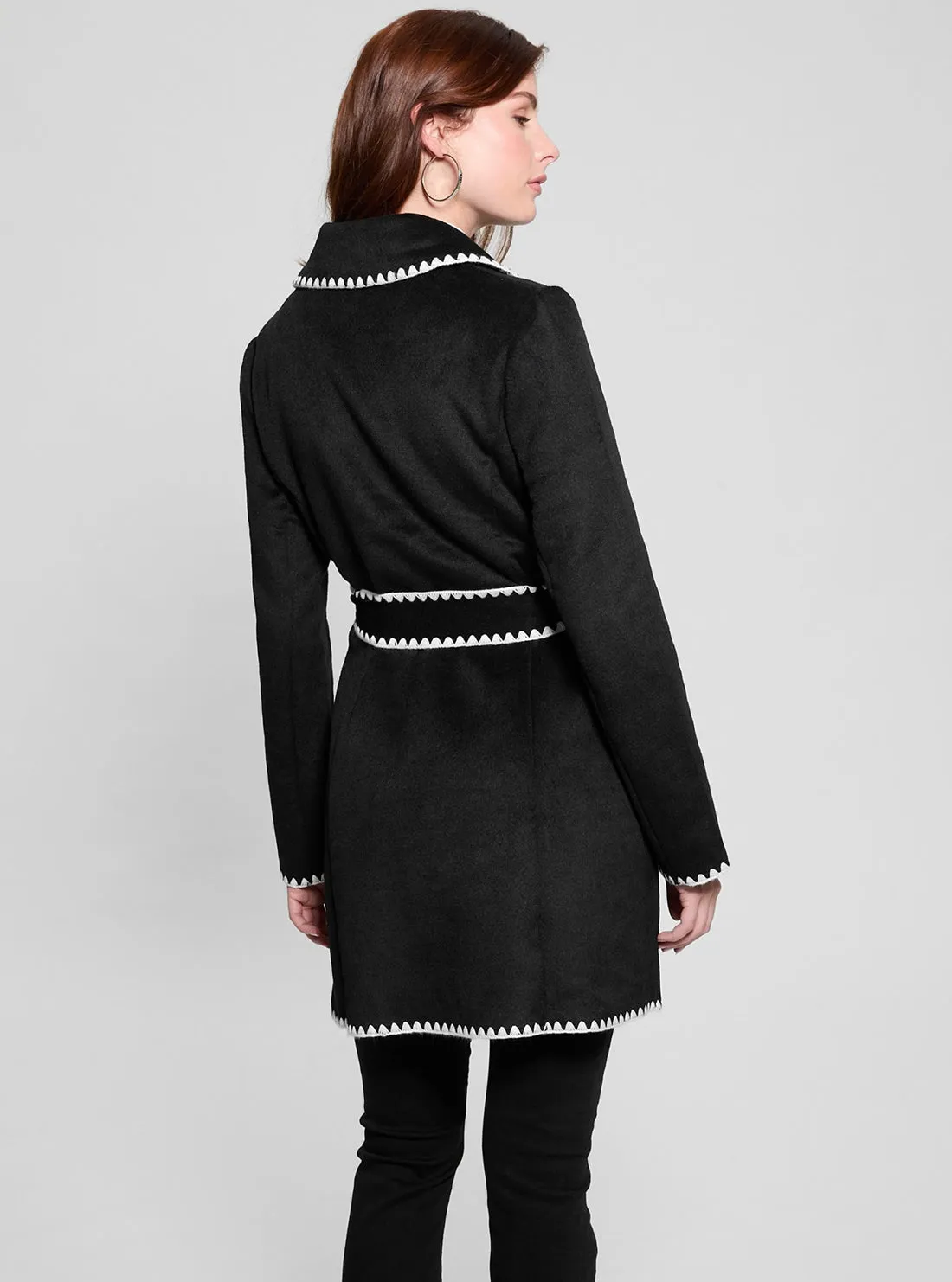 Black Victoire Wrap Belt Coat