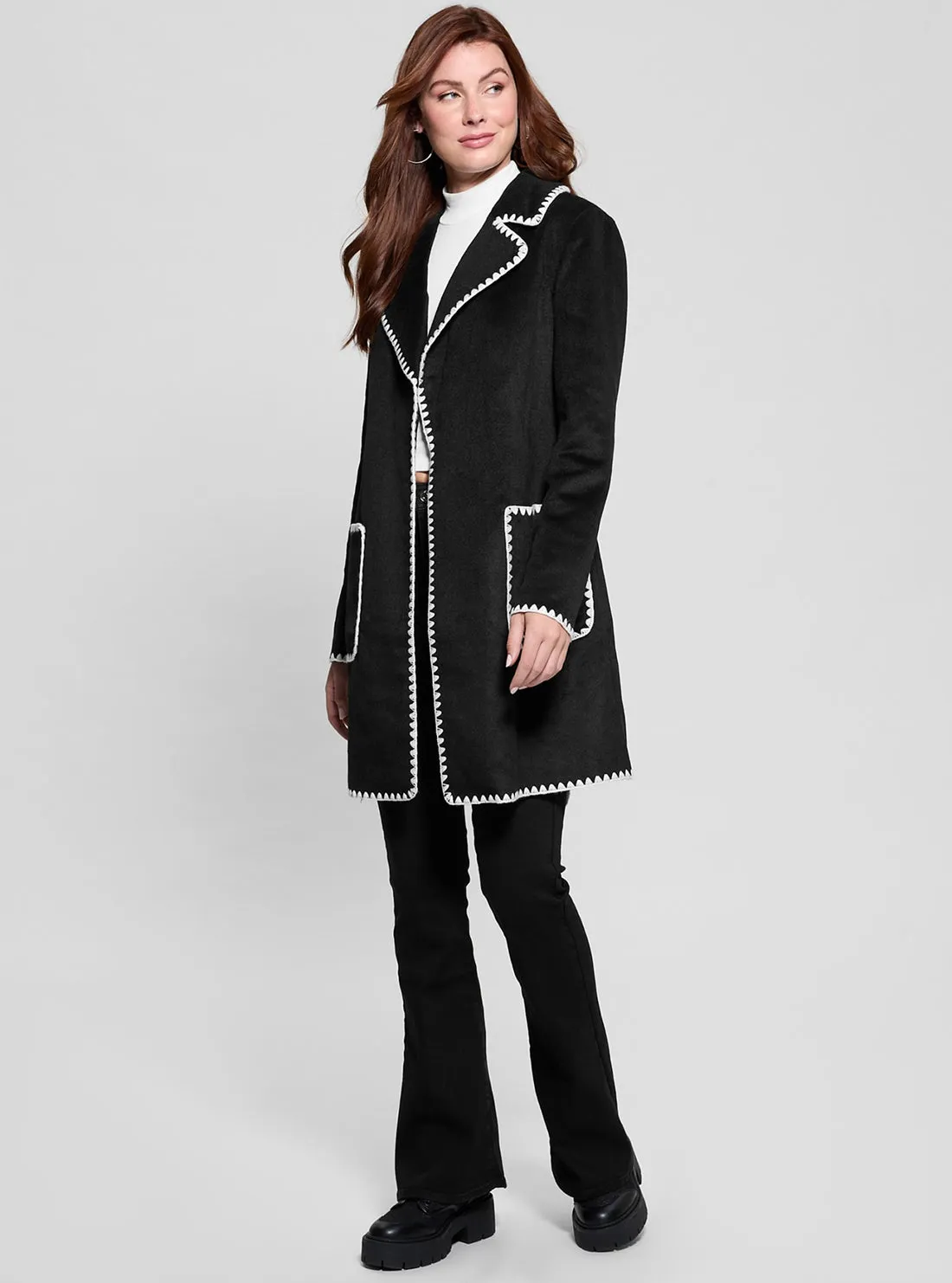 Black Victoire Wrap Belt Coat