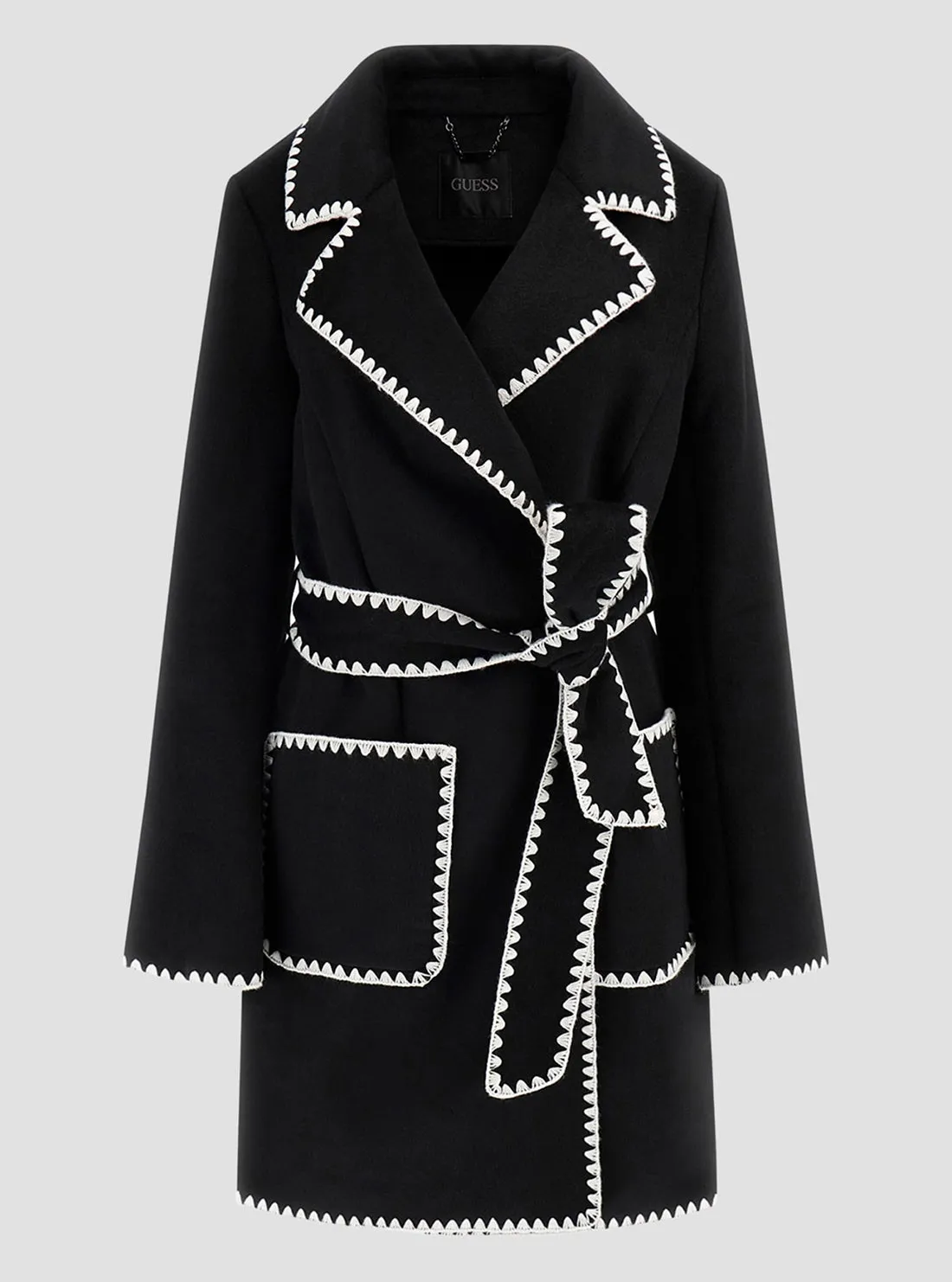 Black Victoire Wrap Belt Coat