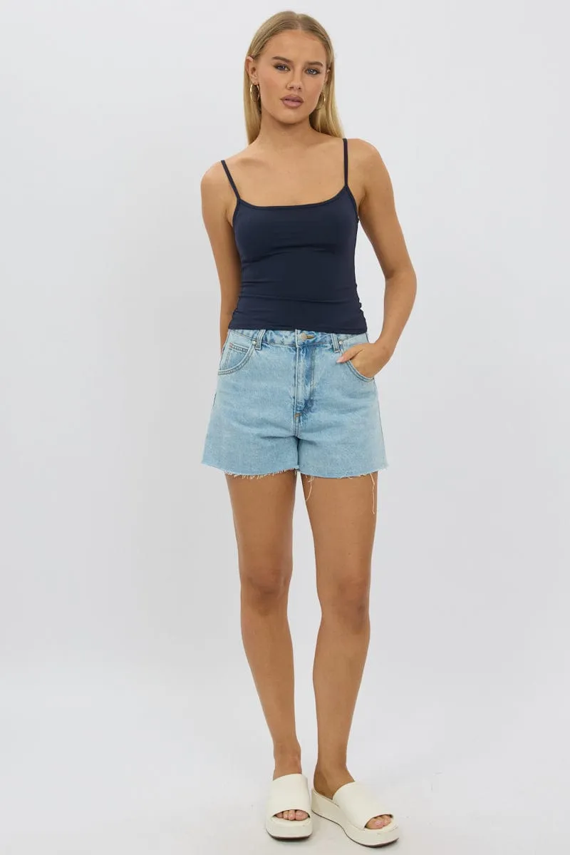 Blue Cami Top Thin Strap Supersoft