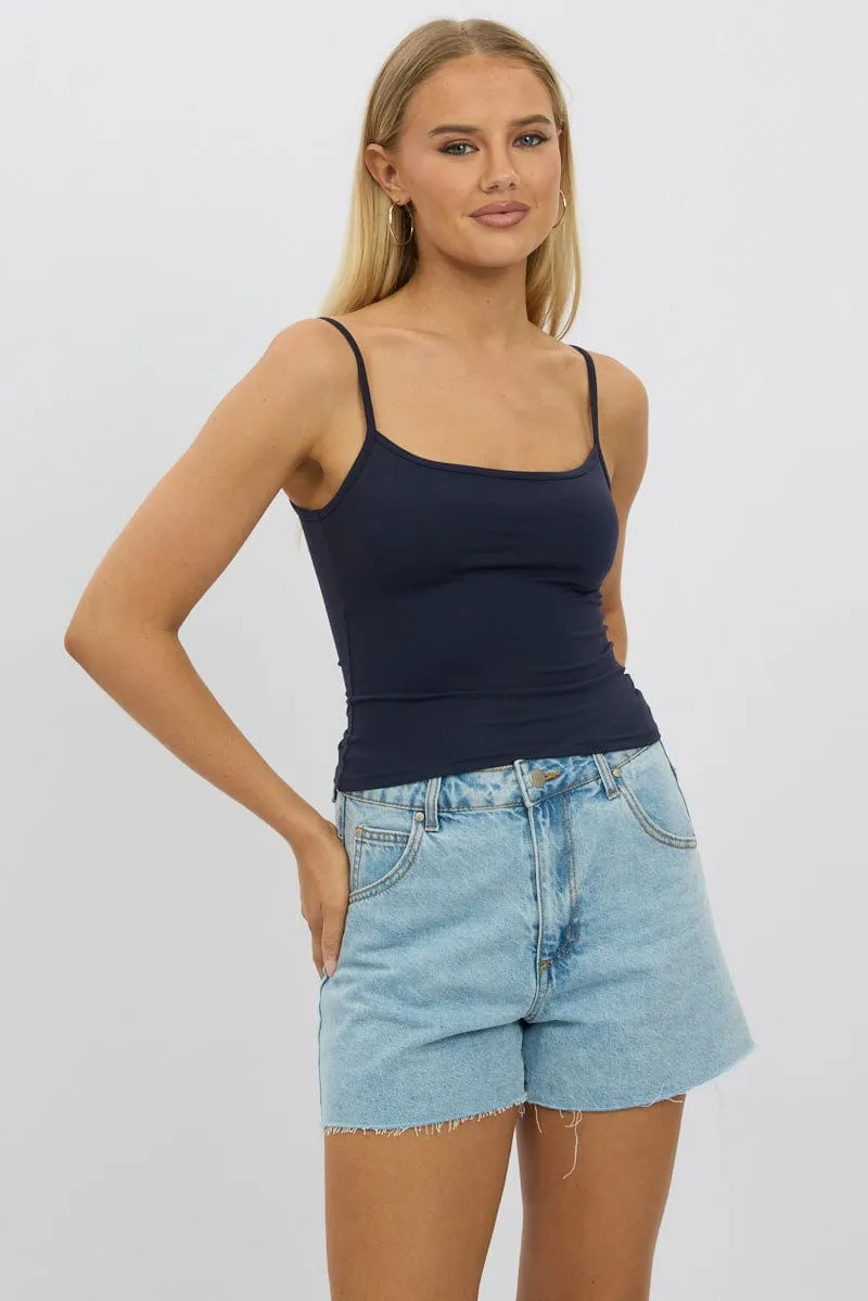 Blue Cami Top Thin Strap Supersoft