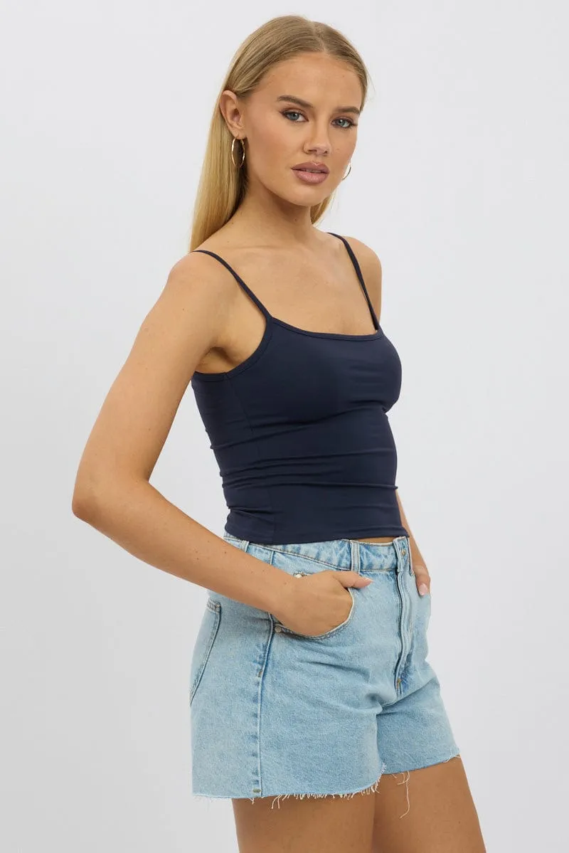 Blue Cami Top Thin Strap Supersoft