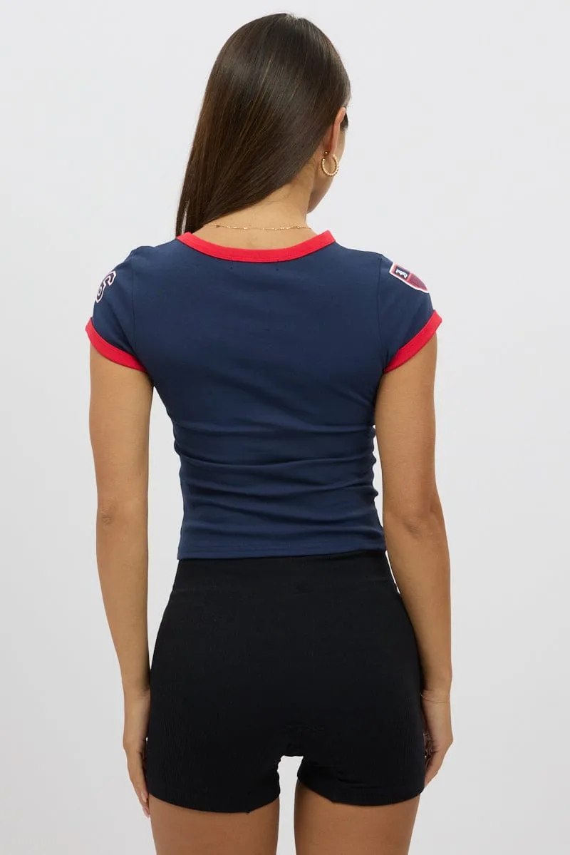 Blue Graphic Tee Short Sleeve