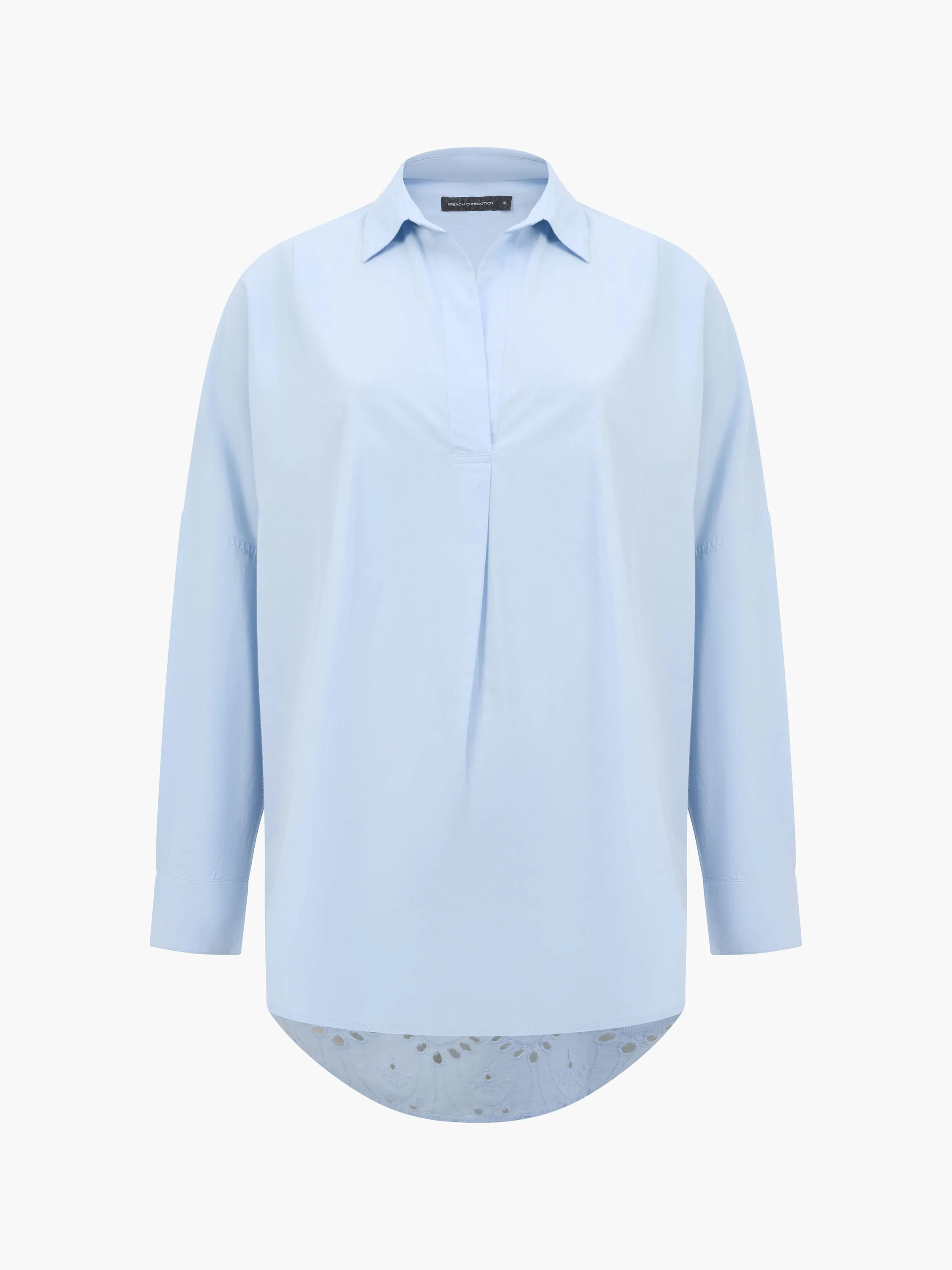 Broderie Back Long Sleeve Popover Shirt