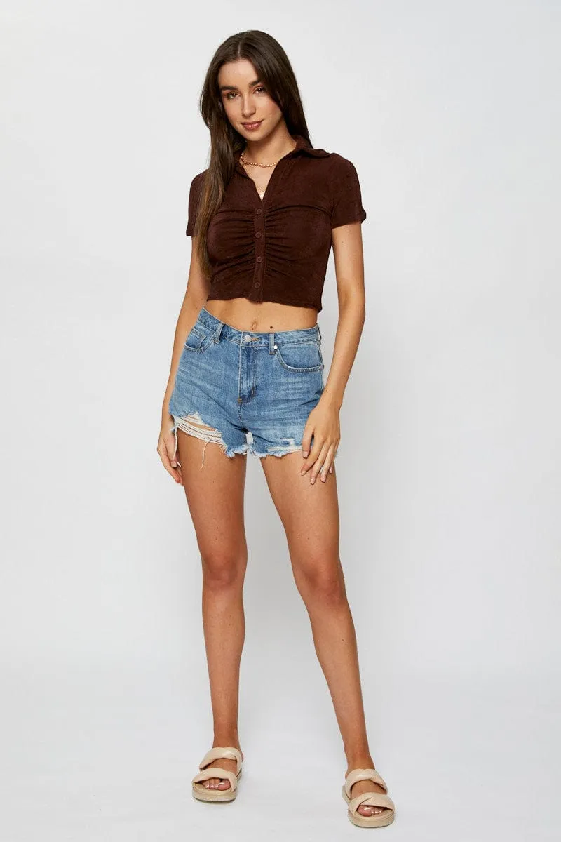 Brown Jersey Shirt Ruche