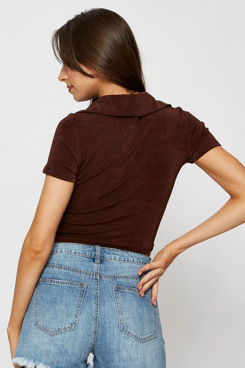 Brown Jersey Shirt Ruche