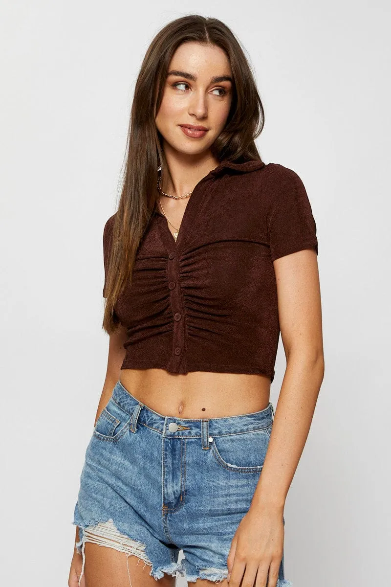 Brown Jersey Shirt Ruche