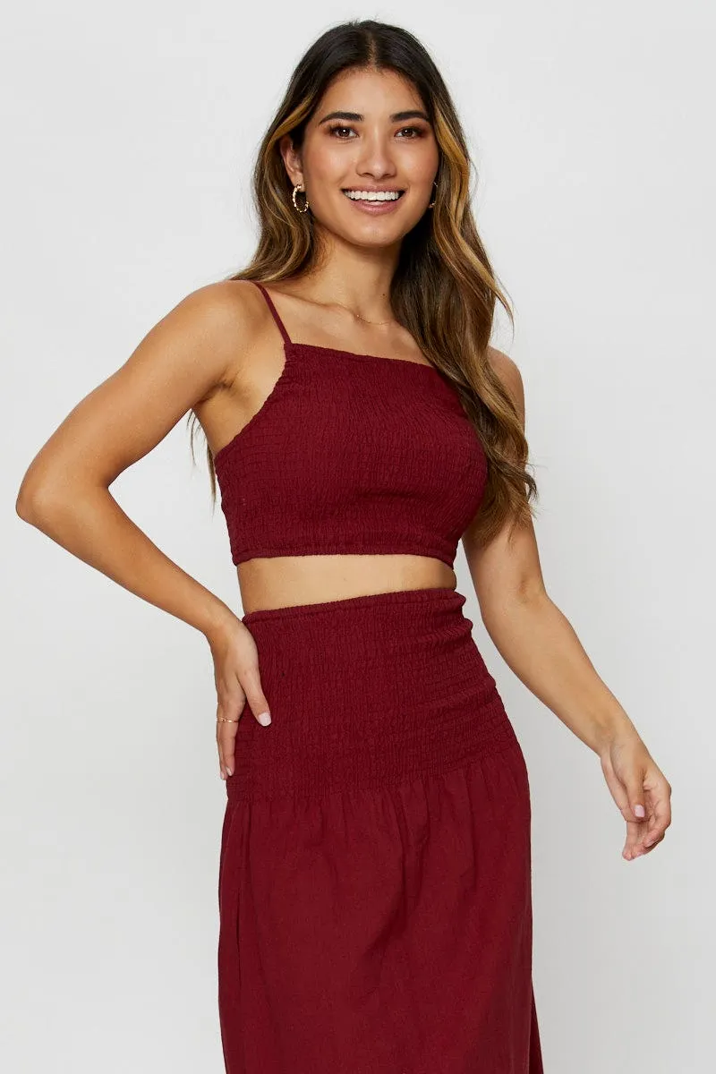 Brown Singlet Top Sleeveless Crop Square Neck