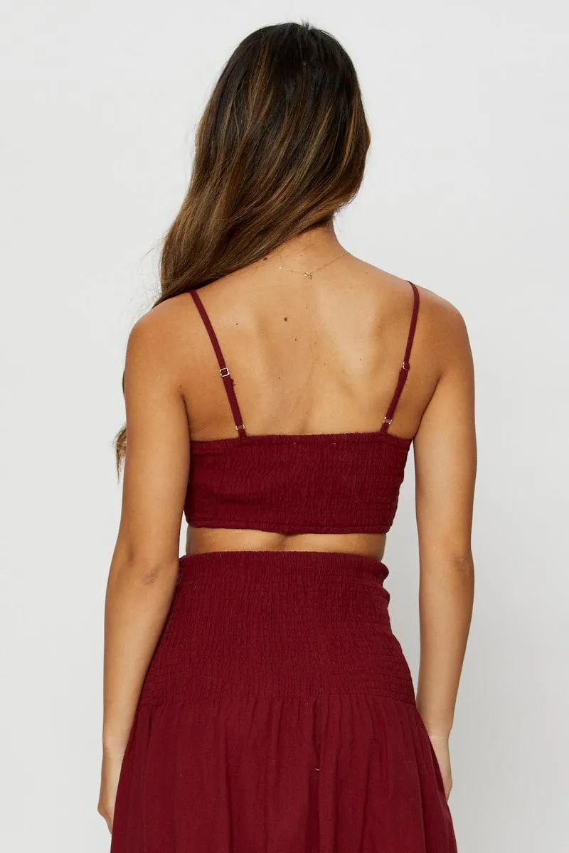 Brown Singlet Top Sleeveless Crop Square Neck