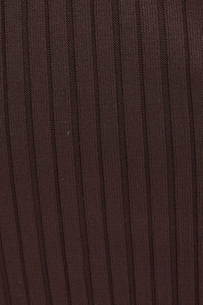 Brown Tank Top V Neck Seamless