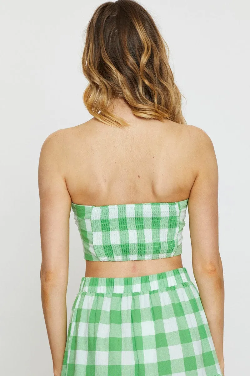 Check Singlet Top Crop