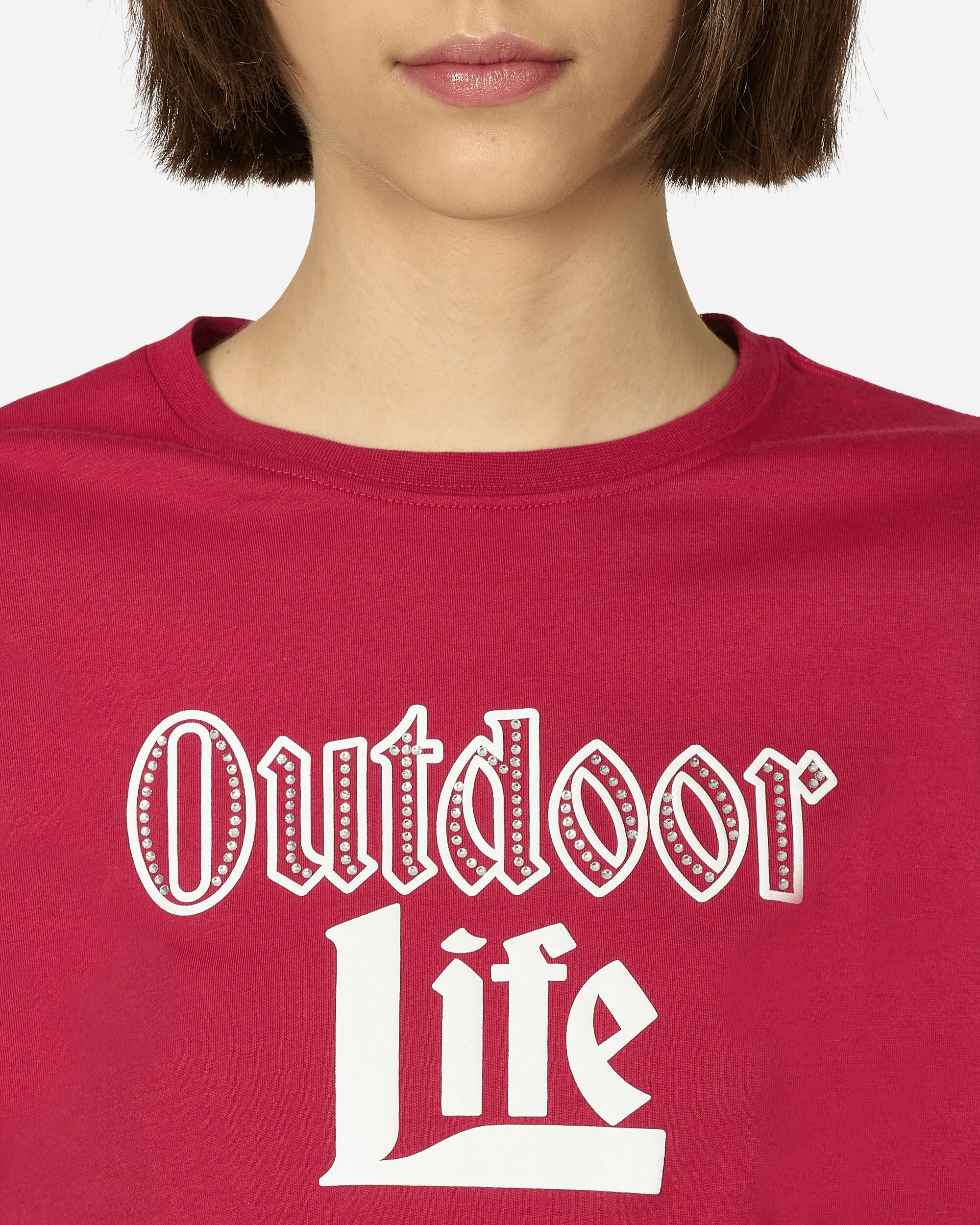 Fitted Rhinestone T-Shirt Pink