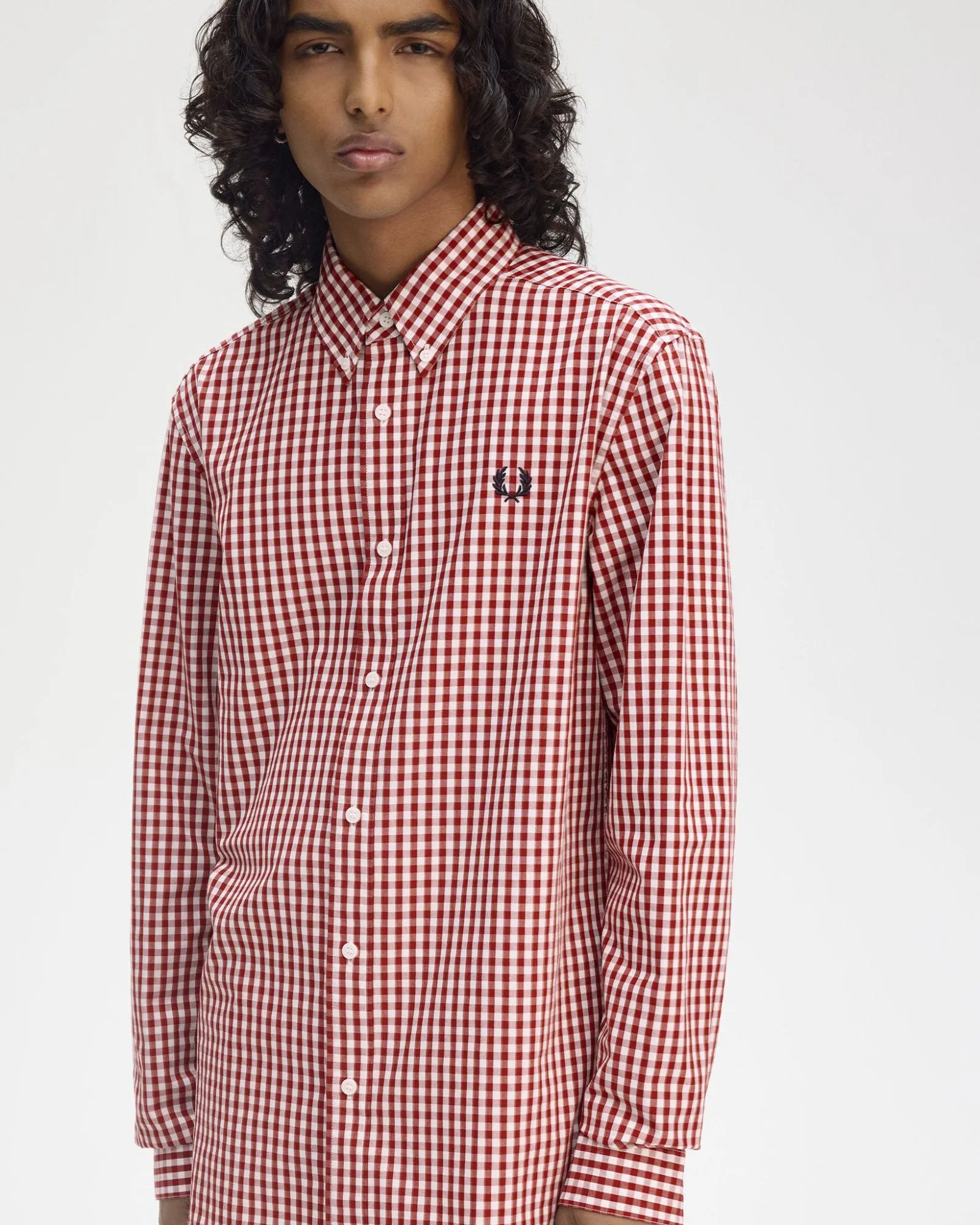Fred Perry Gingham Shirt - Burnt Red