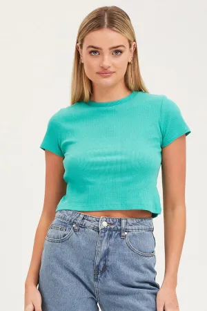 Green T Shirt Short Sleeve Crew Neck