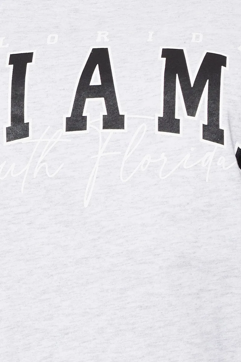 Grey Graphic T Shirt Short Sleeve
