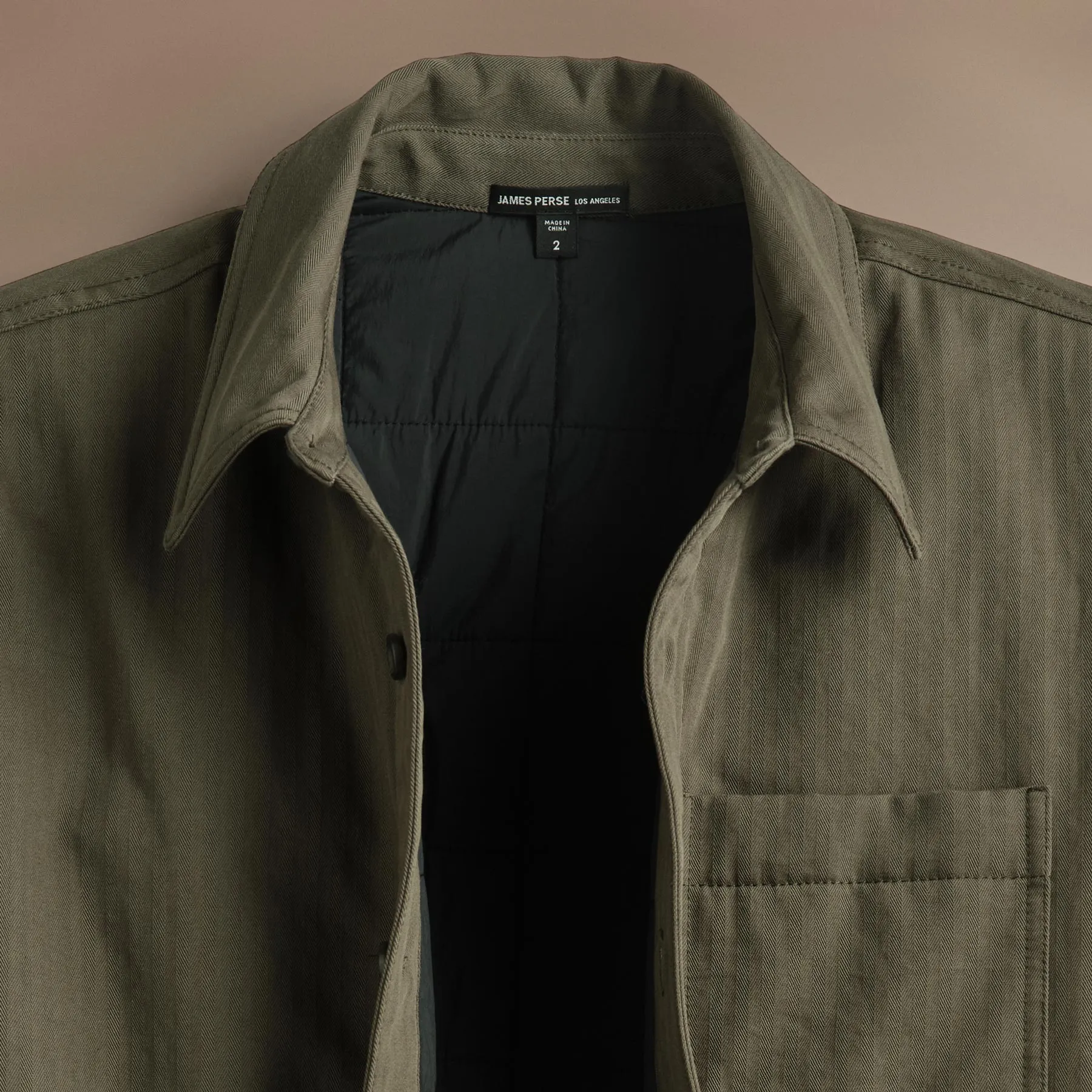 Herringbone Shirt Jacket - Army Green