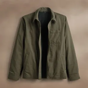 Herringbone Shirt Jacket - Army Green