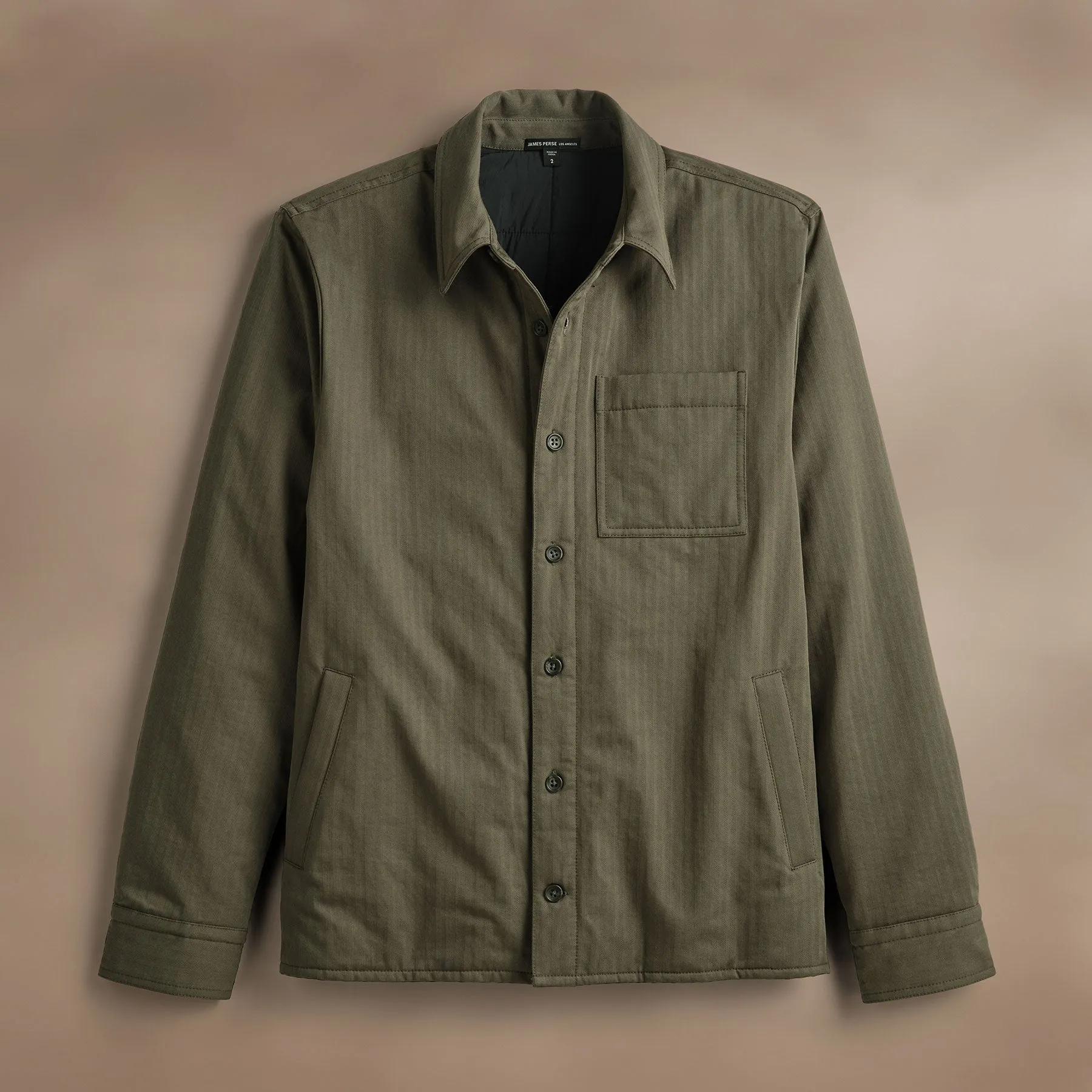 Herringbone Shirt Jacket - Army Green