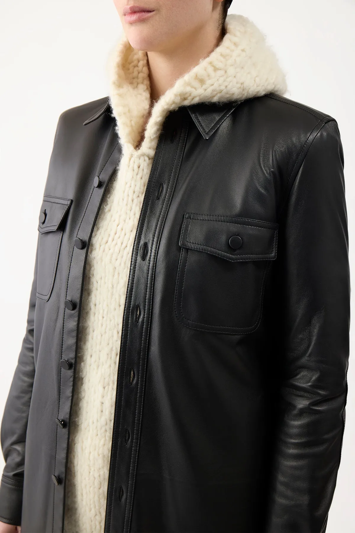 John Austin Shirt in Black Nappa Leather