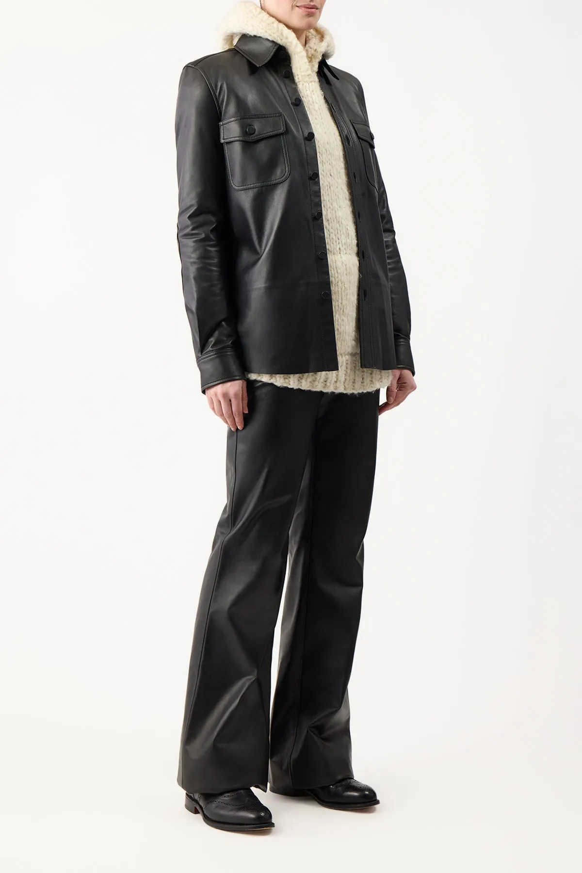 John Austin Shirt in Black Nappa Leather