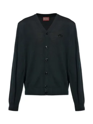 K-Volto Wool cardigan with cut-out logo Black