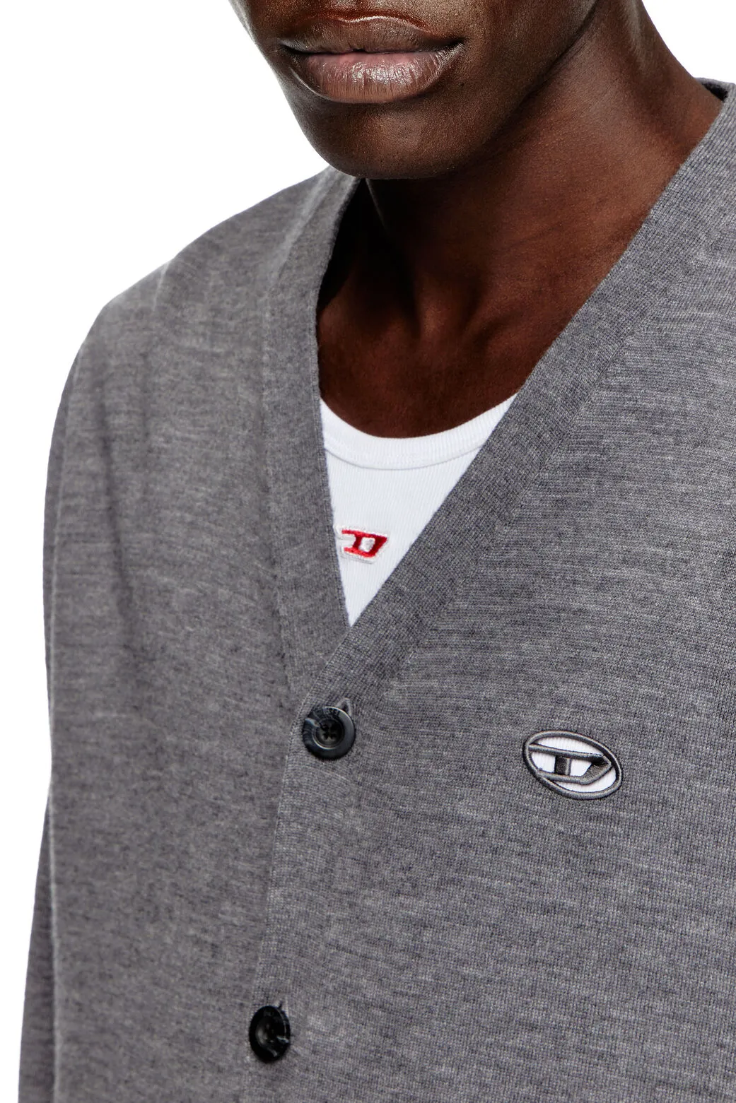 K-Volto Wool cardigan with cut-out logo Grey