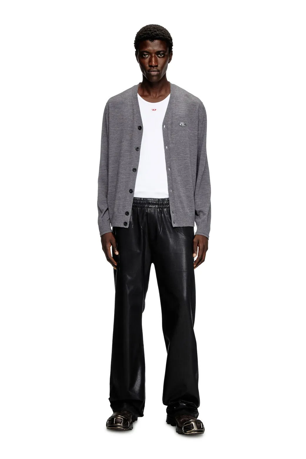 K-Volto Wool cardigan with cut-out logo Grey