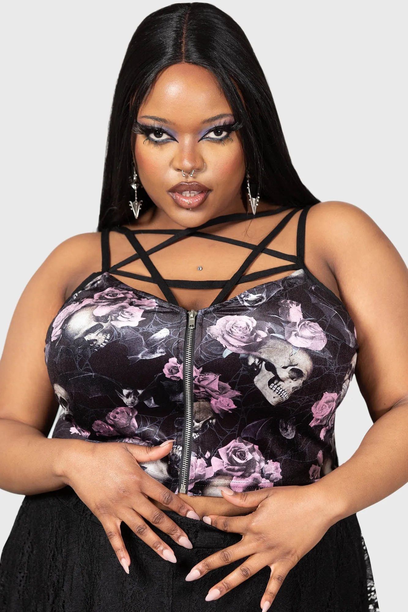 Lost In Sin Zip Top [BLACK/PINK] - Resurrect