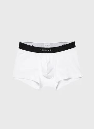 Men's Logo Stretch Cotton Trunks in White/Black