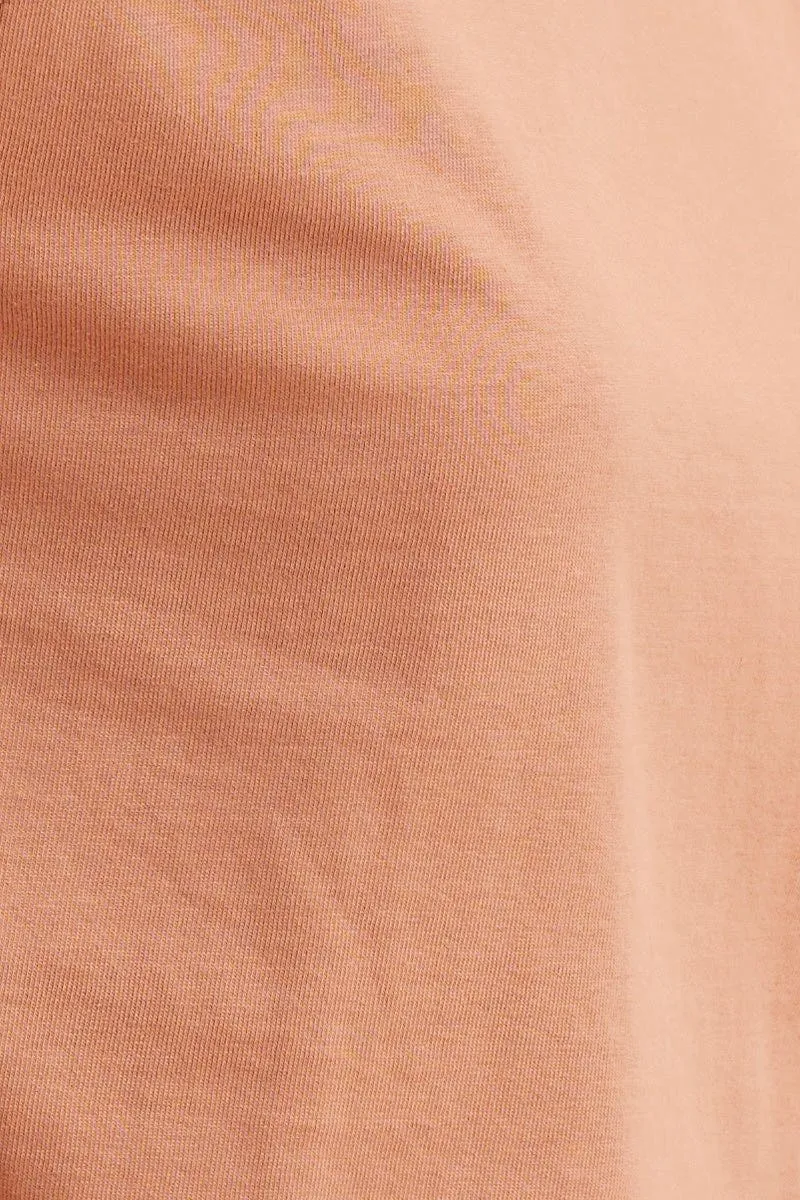 Orange Cropped T-Shirt Crew Neck Short Sleeve Cotton