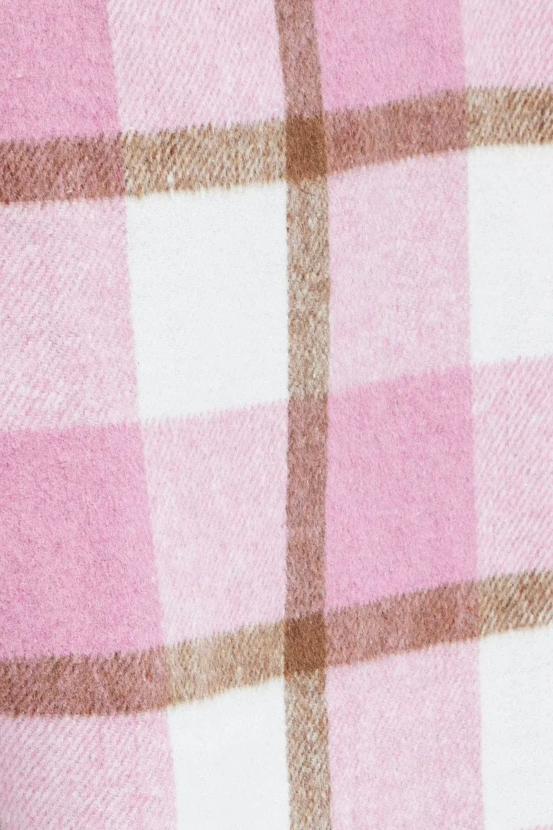 Pink Check Print Shirt Long Sleeve