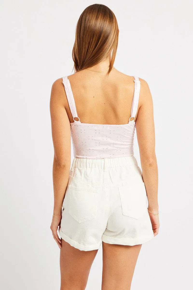 Pink Eyelet Bodysuit Singlet