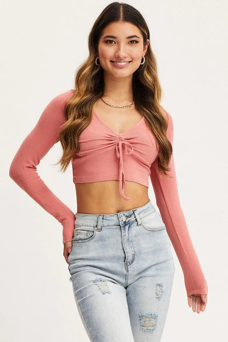 Pink Tank Long Sleeve Drawstring