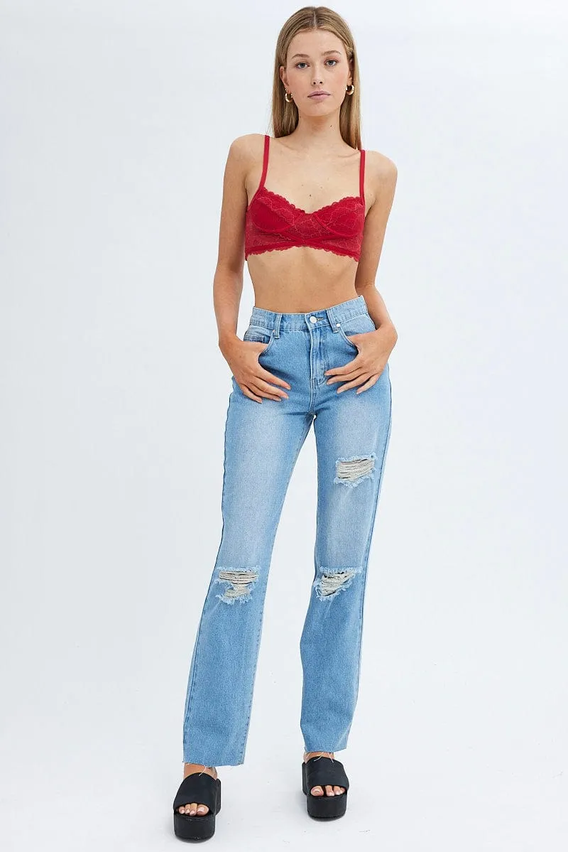 Red Lace Corset Singlet Crop