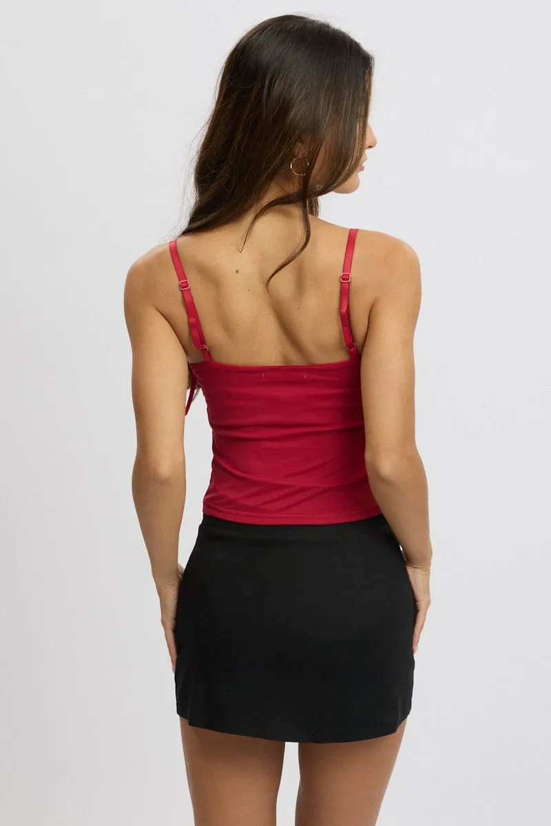 Red Mesh Singlet Top