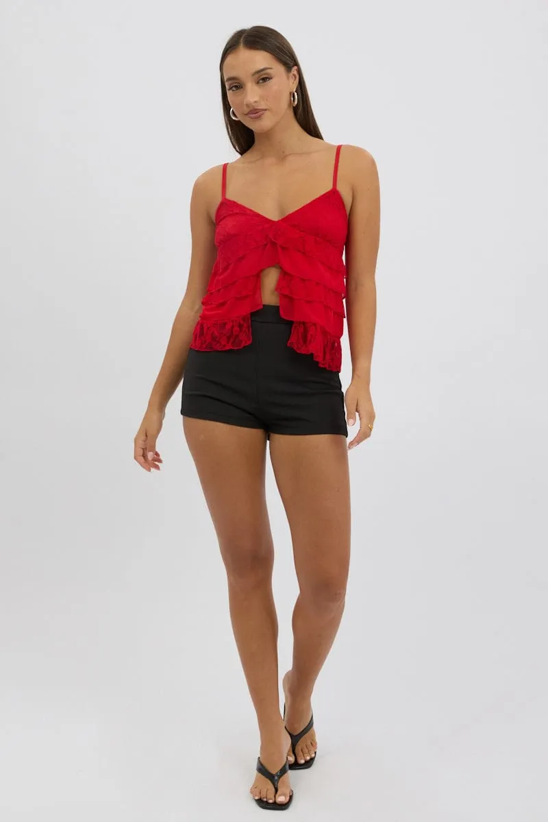 Red Singlet Top Lace